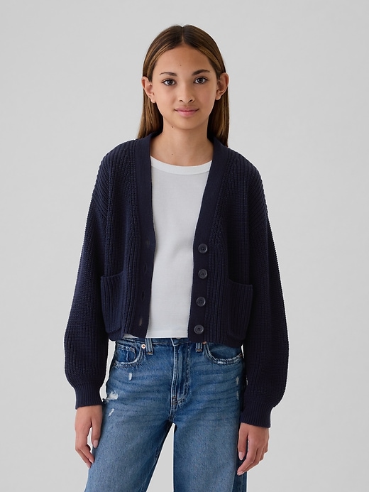 Image number 1 showing, Kids Shaker-Stitch Cropped Cardigan