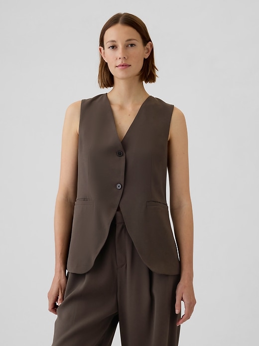 Image number 1 showing, Longline Twill Vest