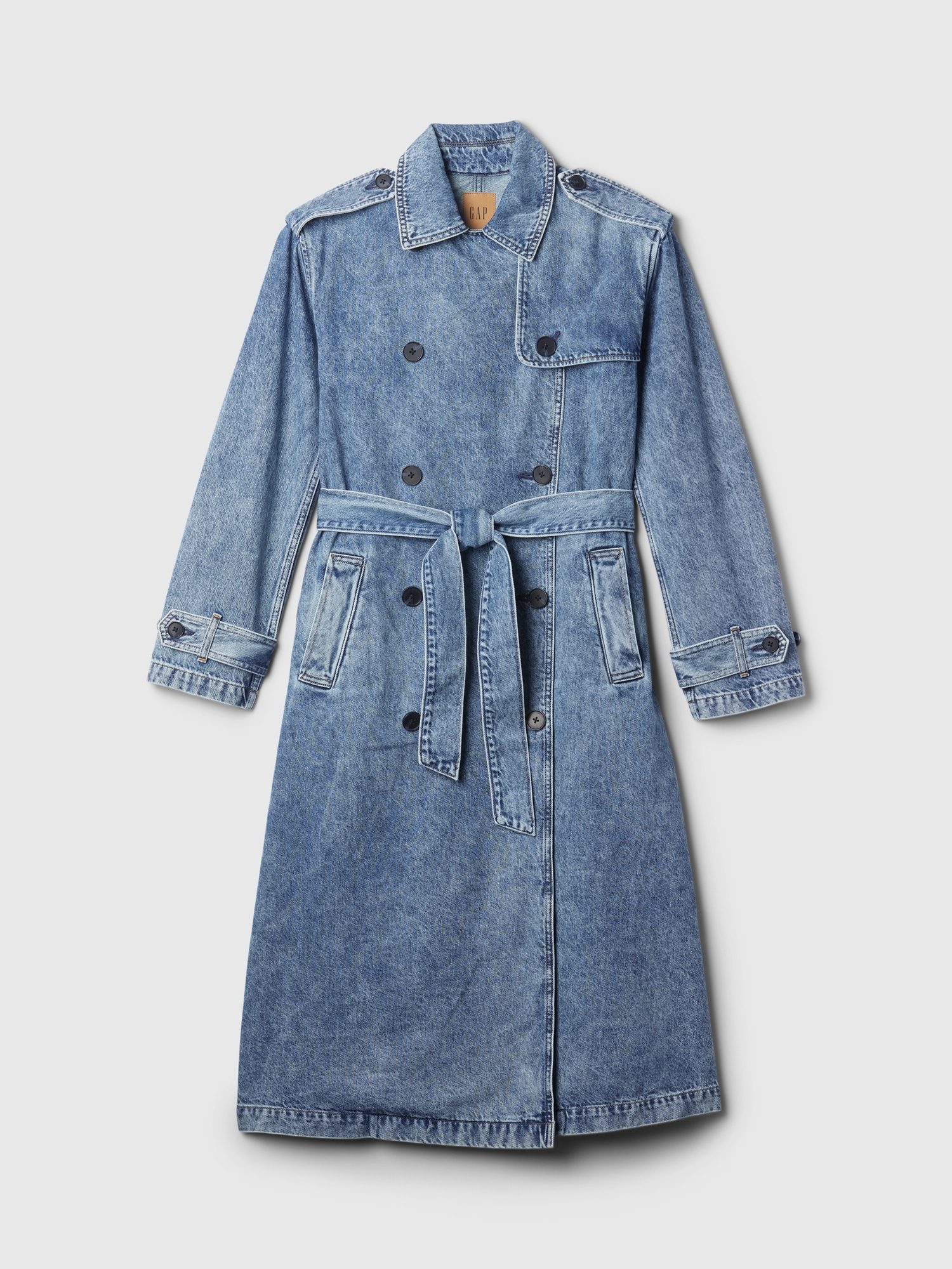 Women s Longline Icon Denim Trench Jacket by Gap Blue Size L