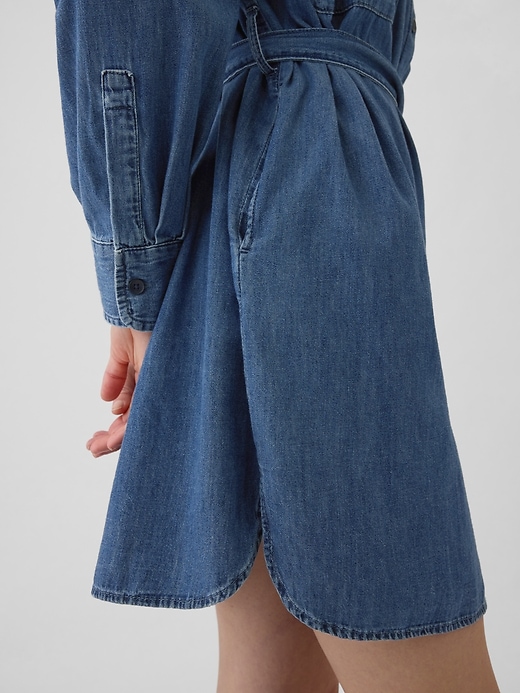 Image number 4 showing, Belted Denim Mini Shirtdress