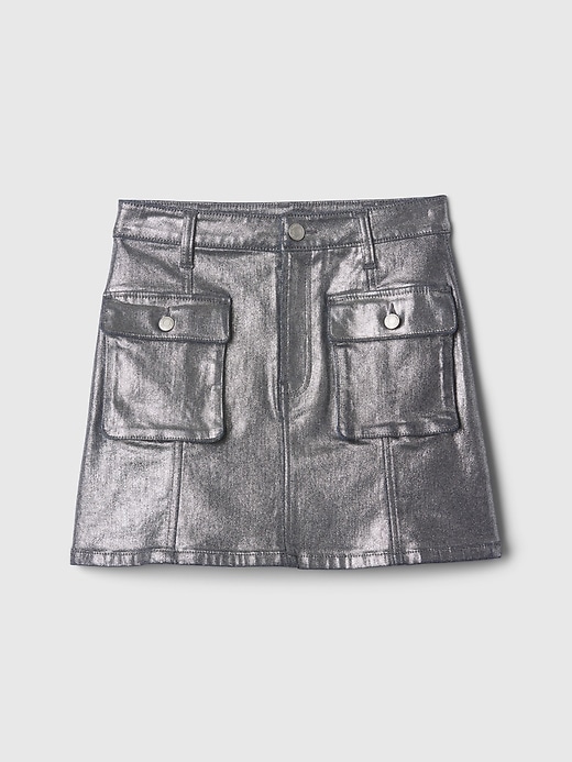 Image number 4 showing, Kids Cargo Foil Denim Skirt