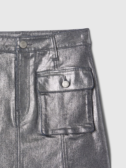 Image number 3 showing, Kids Cargo Foil Denim Skirt