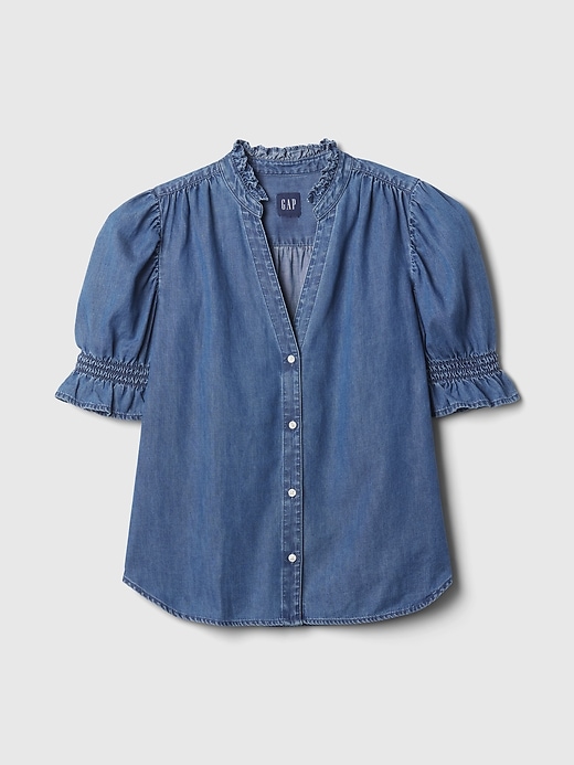 Image number 5 showing, Puff Sleeve Denim Shirt