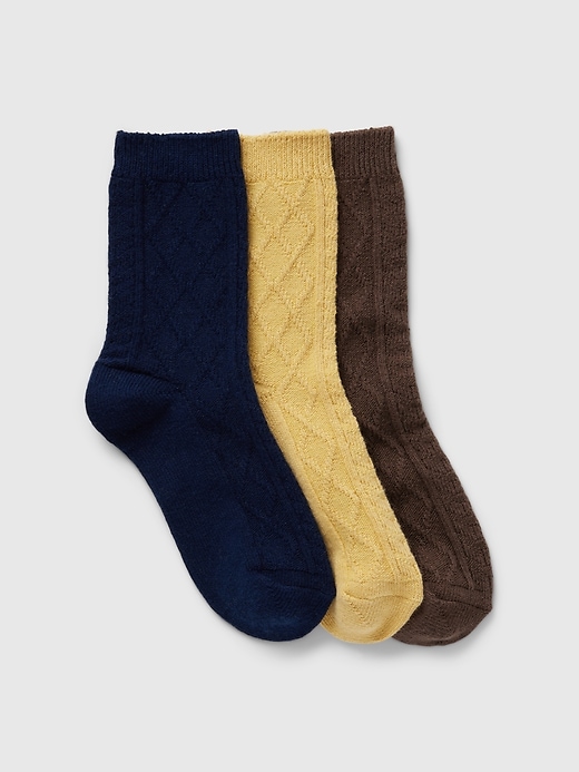 View large product image 1 of 1. Kids Cable-Knit Crew Socks (3-Pack)