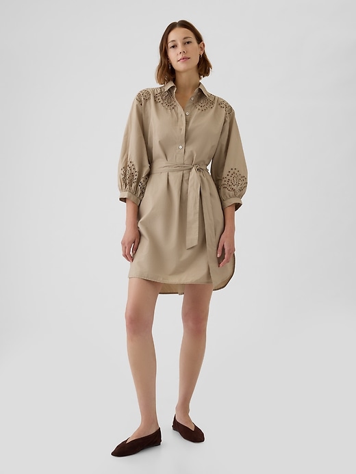 Image number 1 showing, Eyelet Mini Shirtdress