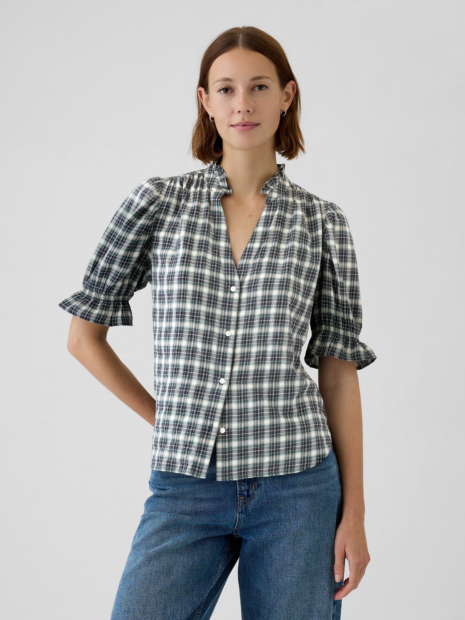 Ruffled Puff Sleeve Shirt Gap