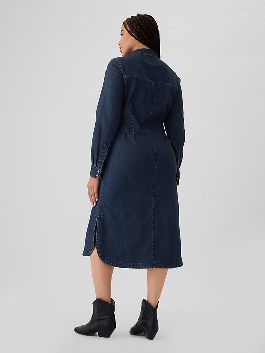 Image number 5 showing, Western Pleated Denim Midi Dress