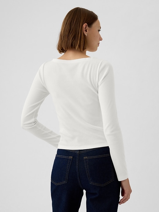 Image number 2 showing, Modern Rib Cropped Boatneck T-Shirt