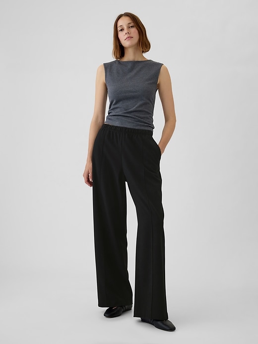 Image number 1 showing, Wide-Leg Seamed Pull-On Pants