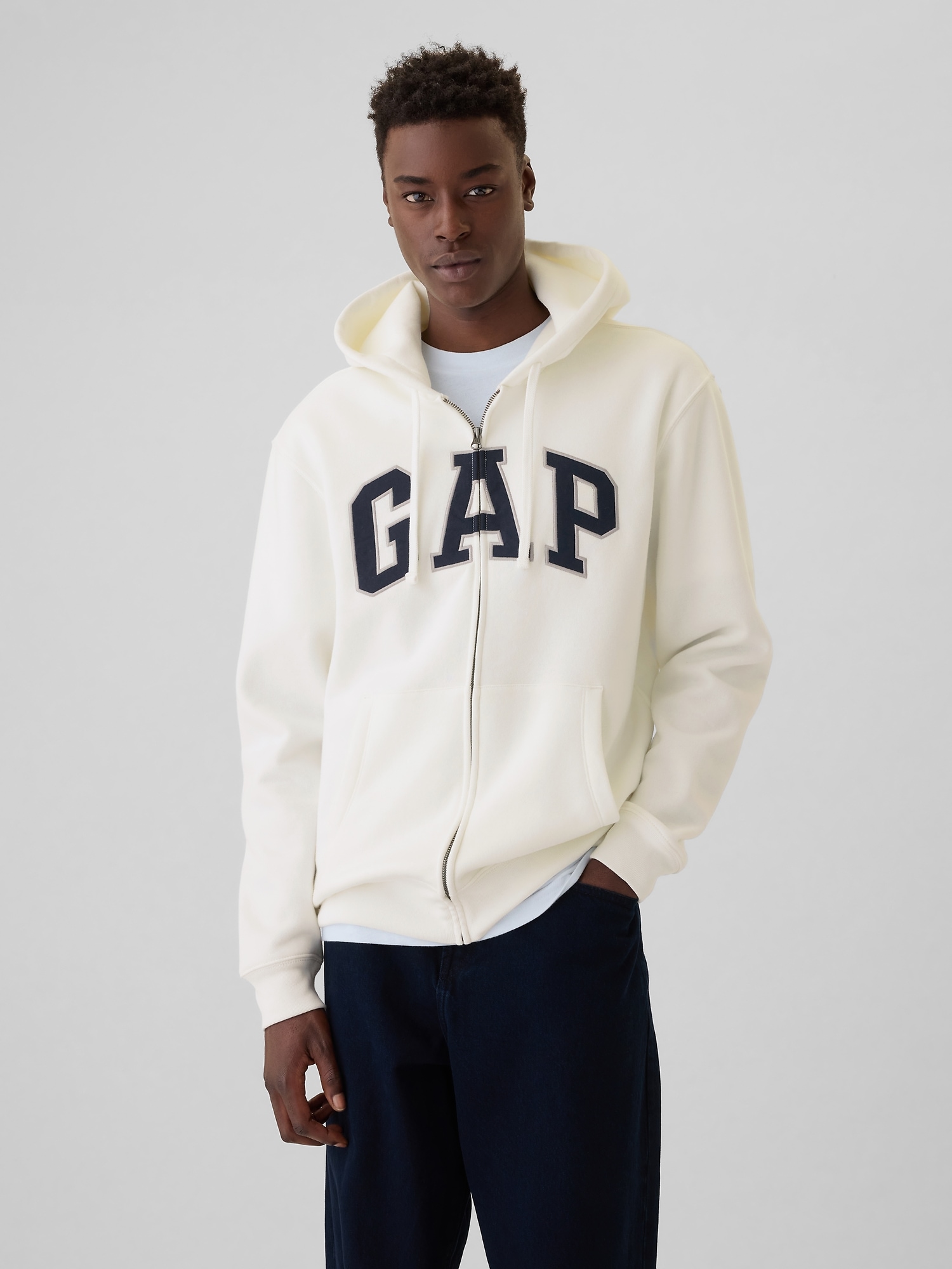 Vintage Soft Arch Logo Full-Zip Hoodie - White