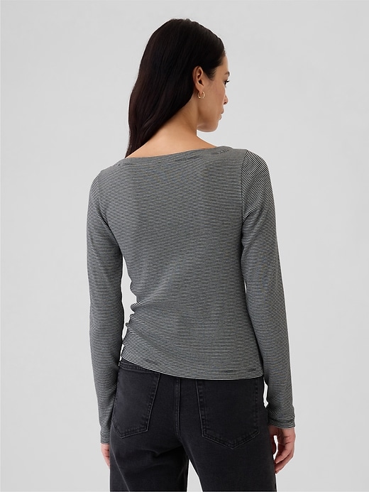 Image number 2 showing, Modern Rib Cropped Boatneck T-Shirt