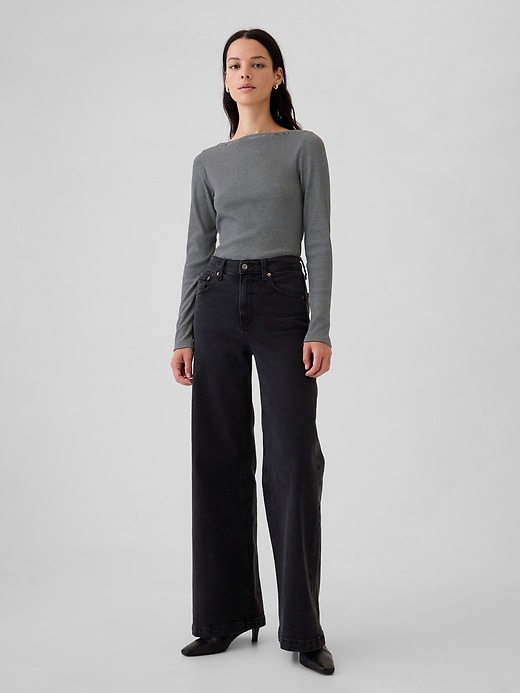 Image number 10 showing, Modern Rib Cropped Boatneck T-Shirt