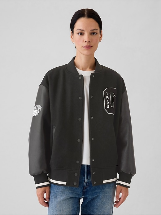 Image number 1 showing, Wool Varsity Logo Boyfriend Jacket