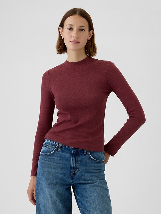 Image number 1 showing, Essential Rib Mockneck T-Shirt