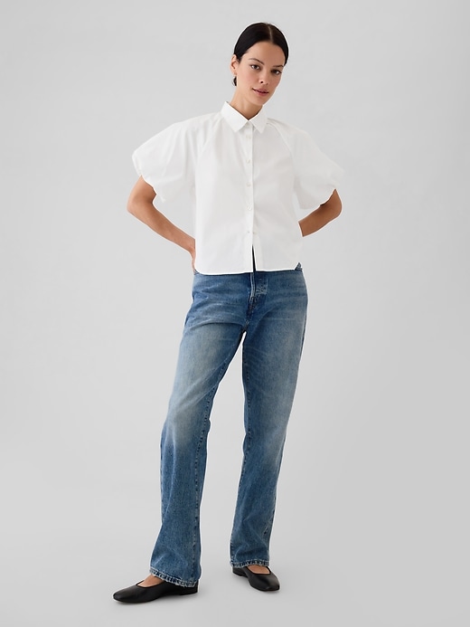 Image number 3 showing, Organic Cotton Poplin Bubble Sleeve Shirt