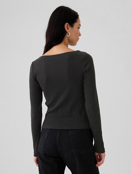 Image number 2 showing, Modern Rib Cropped Boatneck T-Shirt