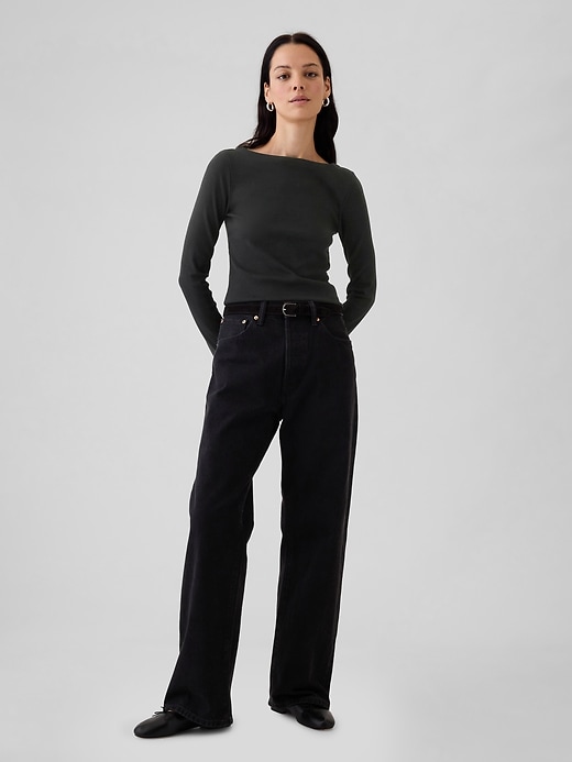 Image number 7 showing, Modern Rib Cropped Boatneck T-Shirt