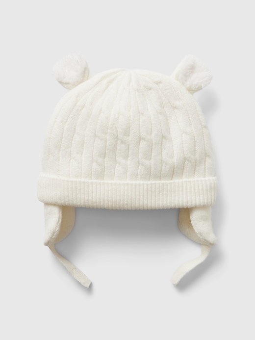 Image number 1 showing, Baby CashSoft Sherpa-Lined Bear Beanie