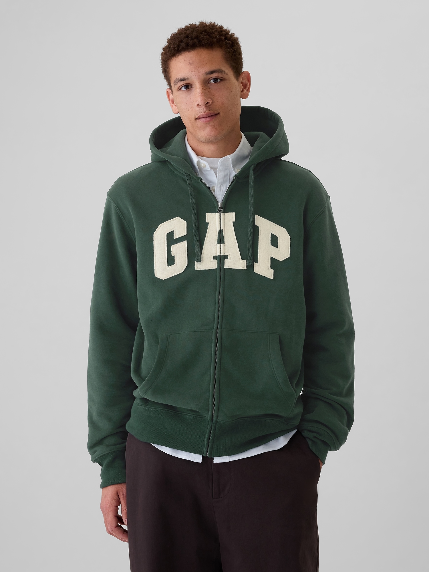 Vintage Soft Arch Logo Full-Zip Hoodie - Green