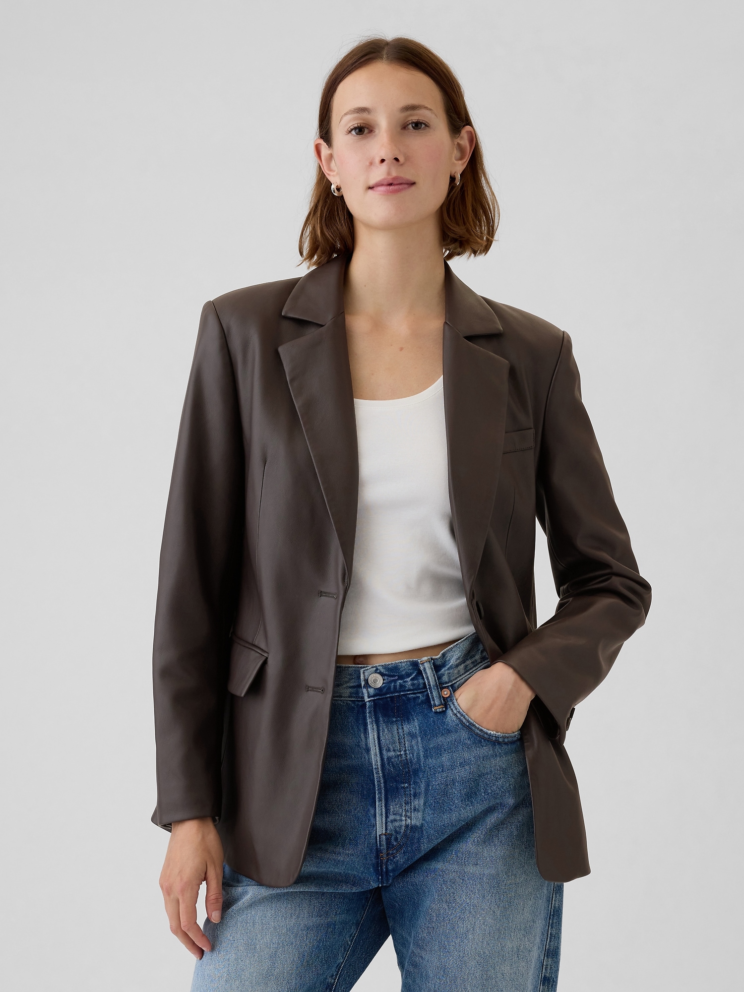 Women s Vegan Leather Blazer by Gap Brown Size L