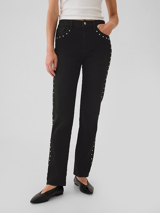 Image number 2 showing, High Rise Studded '90s Straight Jeans