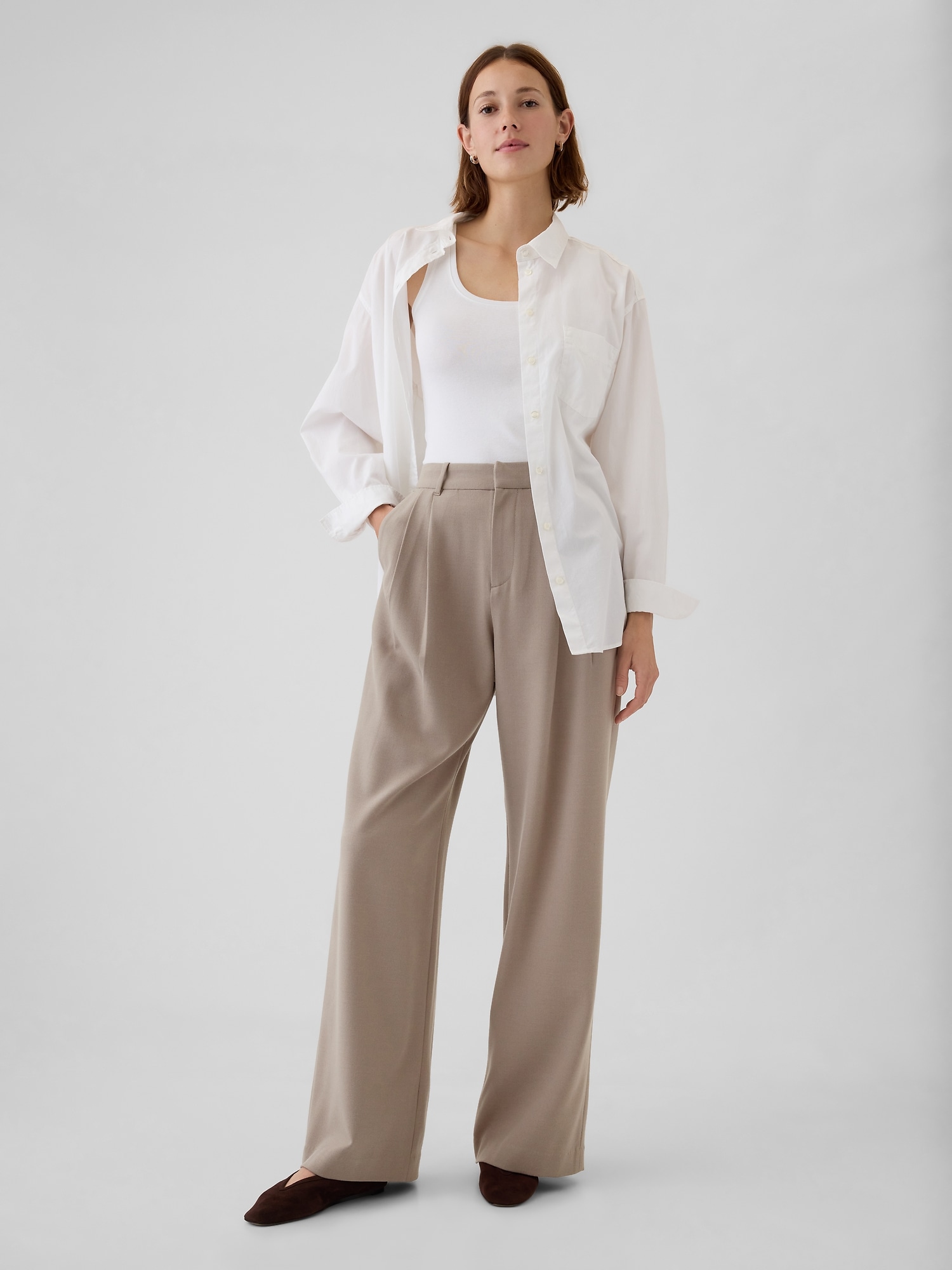 365 High Rise Brushed Twill Pleated Trousers