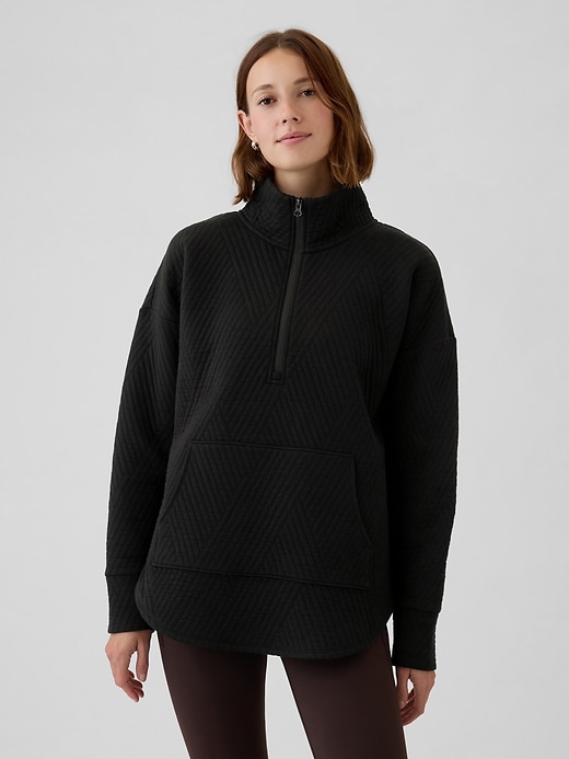 View large product image 1 of 16. GapFit Quilted Jacquard Half-Zip Pullover