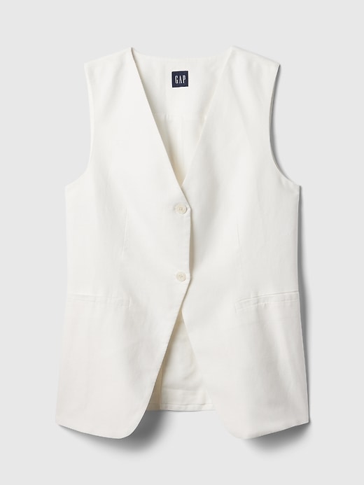 Image number 4 showing, Linen-Cotton Longline Vest