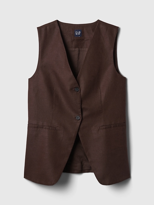 Image number 4 showing, Linen-Cotton Longline Vest