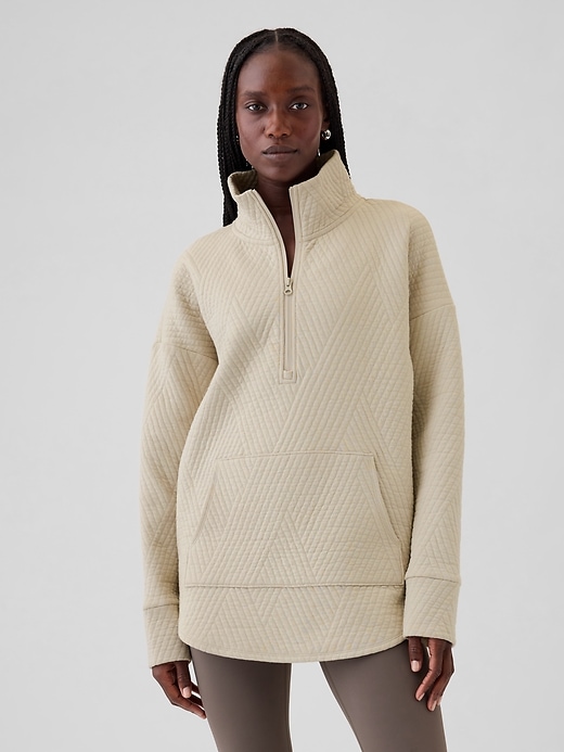 View large product image 1 of 16. GapFit Quilted Jacquard Half-Zip Pullover