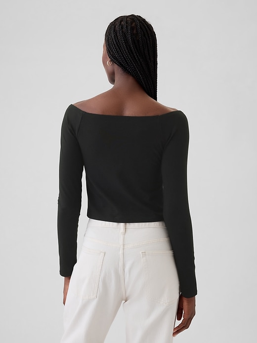 Image number 2 showing, Modern Cropped Off-Shoulder T-Shirt