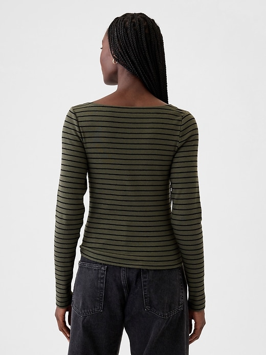 Image number 2 showing, Modern Rib Cropped Boatneck T-Shirt