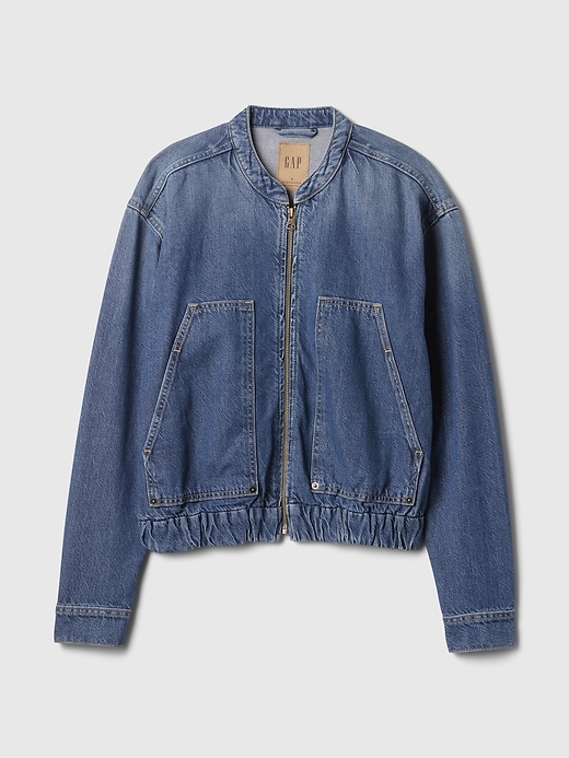 Image number 5 showing, UltraSoft Denim Cropped Bomber Jacket