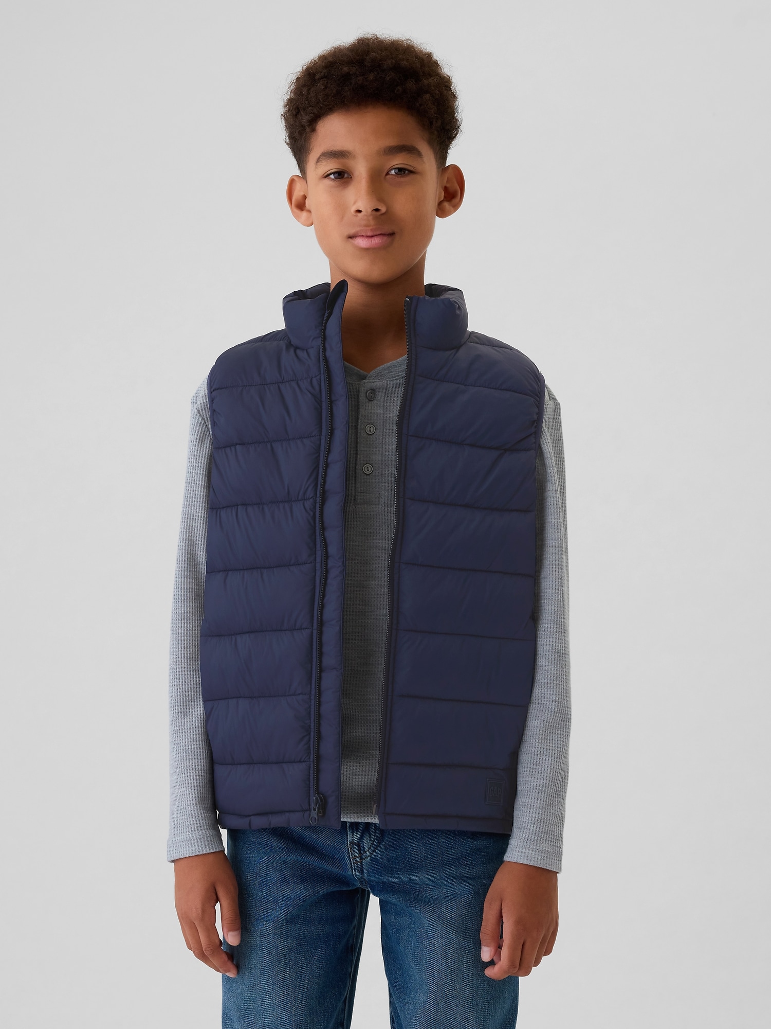 Boys Recycled Lightweight Puffer Vest by Gap Blue Size L