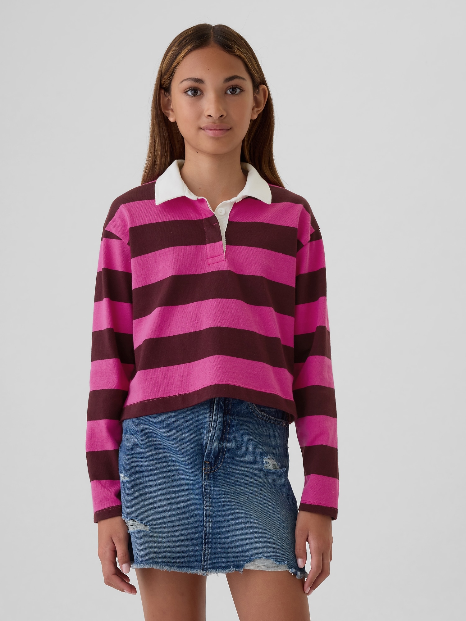 Kids Cropped Rugby Polo Shirt