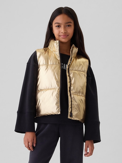 Image number 1 showing, Kids Recycled Metallic Puffer Vest