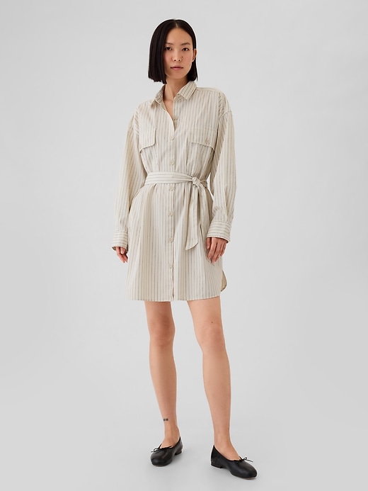 Image number 1 showing, Organic Cotton Striped Mini Shirtdress