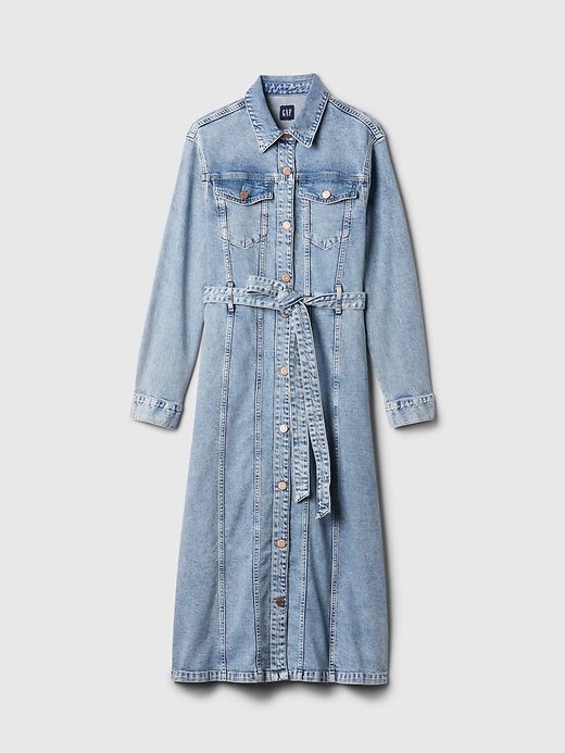 L'image numéro 7 présente Robe mi-longue en denim à ceinture