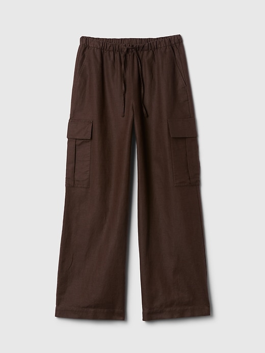 Image number 7 showing, Mid Rise Linen-Cotton Pull-On Cargo Pants