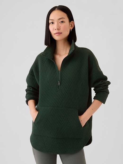 View large product image 1 of 16. GapFit Quilted Jacquard Half-Zip Pullover