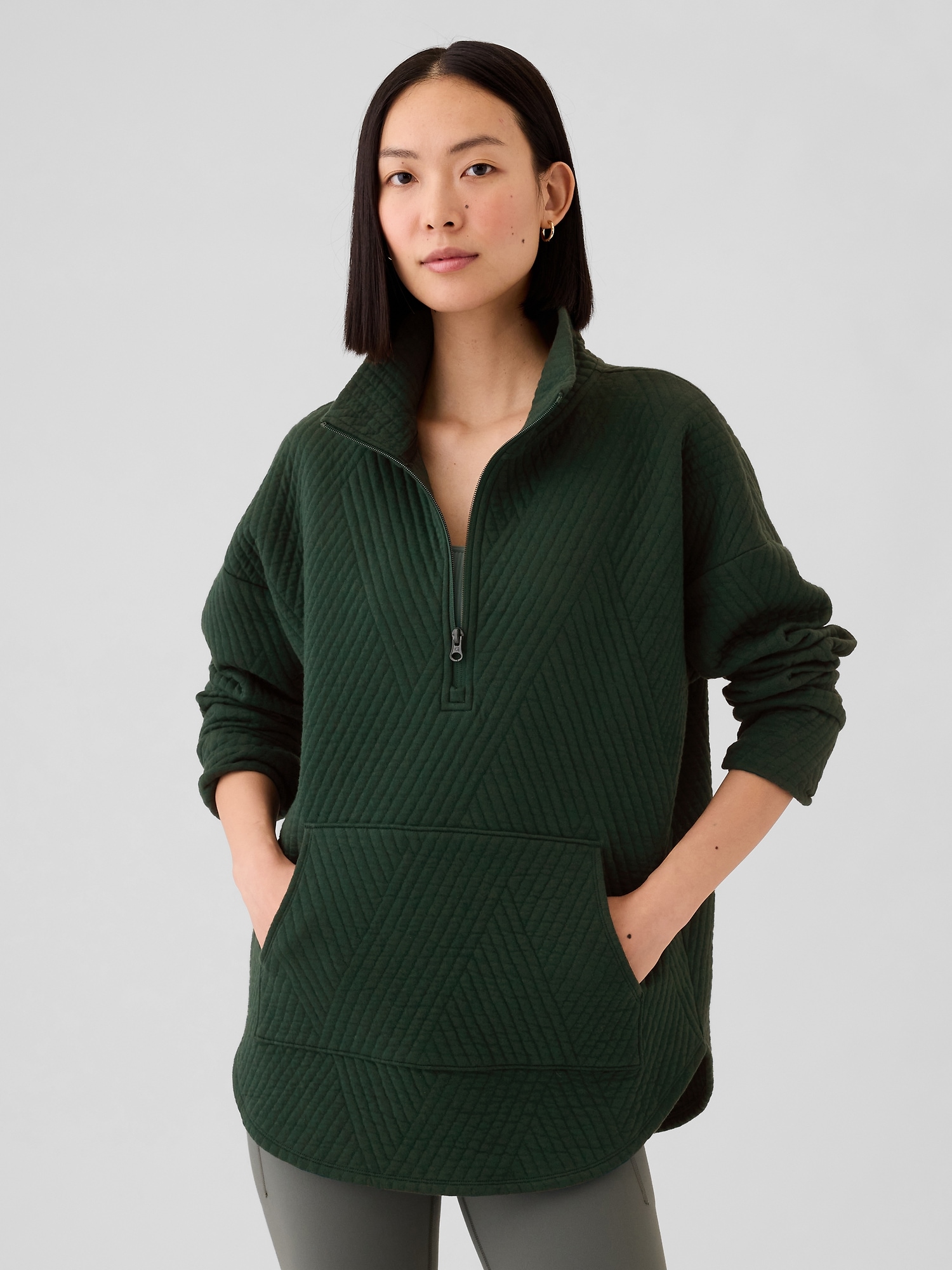 GapFit Quilted Jacquard Half Zip Pullover Gap