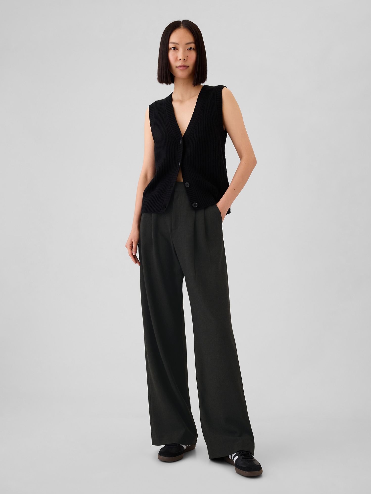 365 High Rise Brushed Twill Pleated Trousers