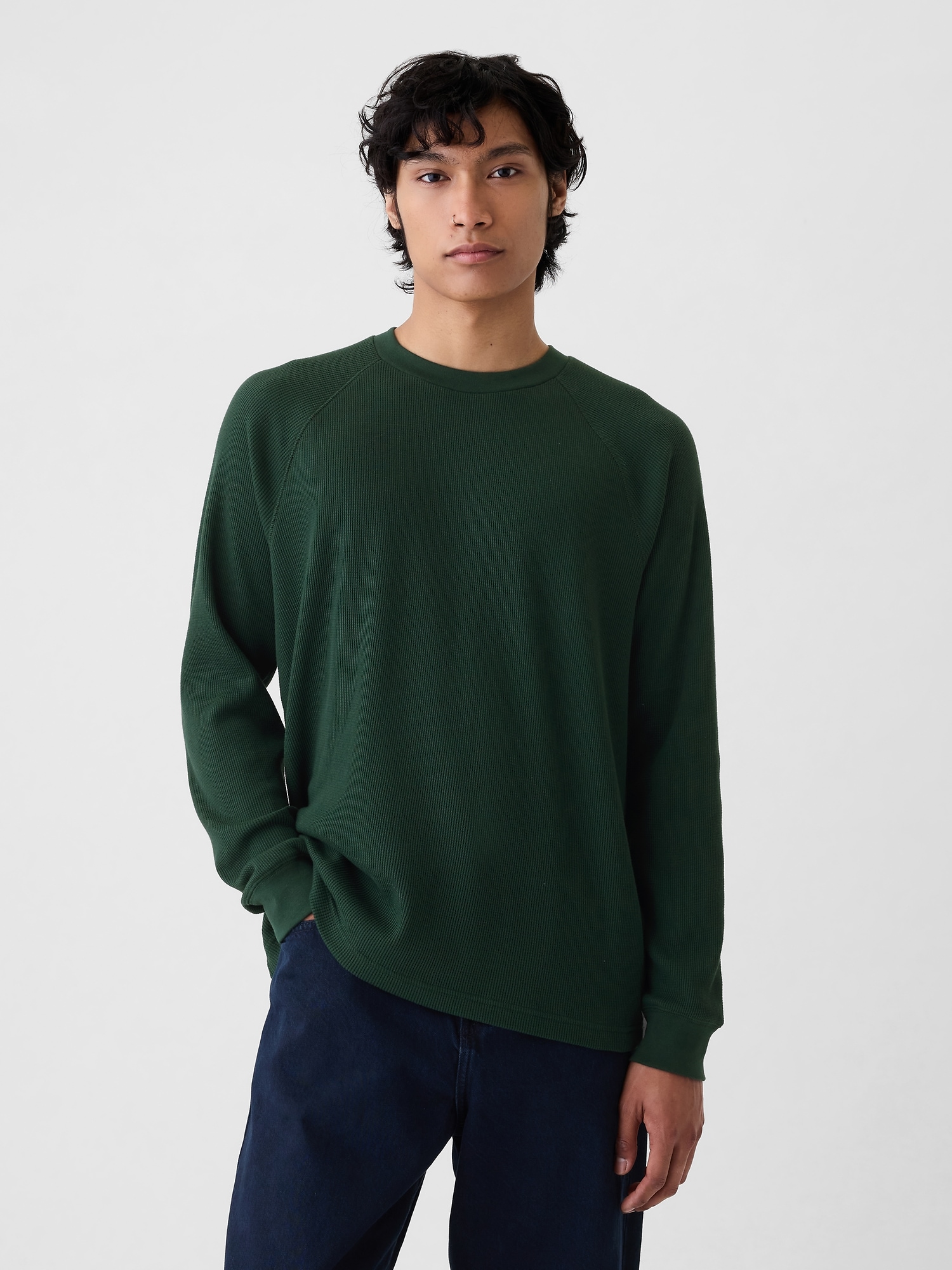 Waffle-Knit Raglan T-Shirt