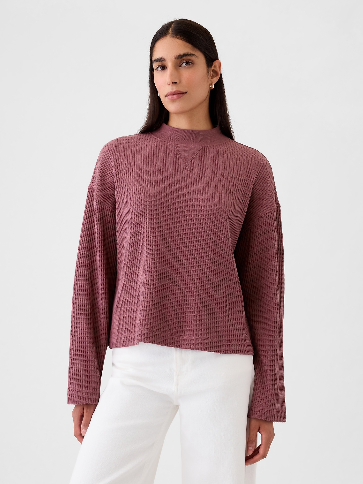 Oversized Mockneck Waffle T-Shirt