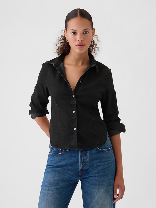 Image number 1 showing, Cropped Denim Shirt