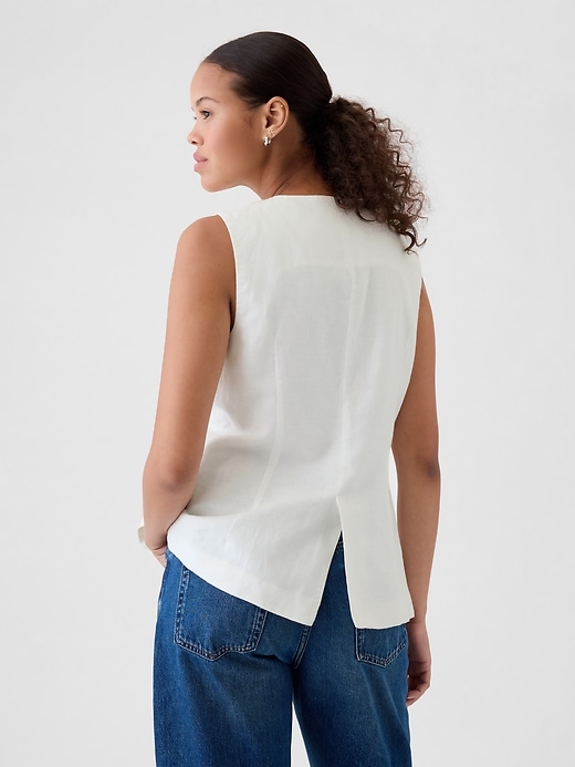 Image number 2 showing, Linen-Cotton Longline Vest