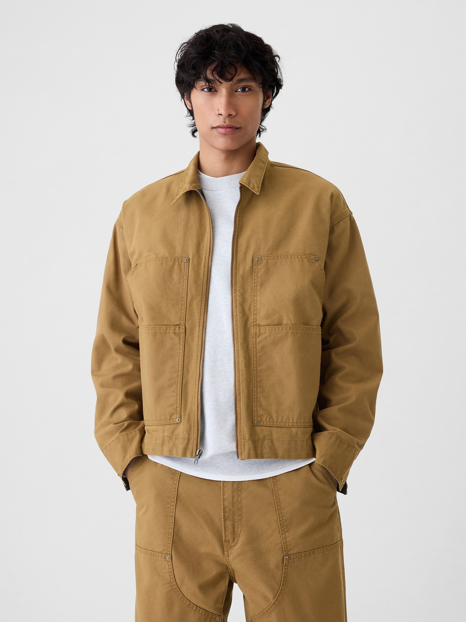 Canvas Denim Carpenter Jacket - Brown