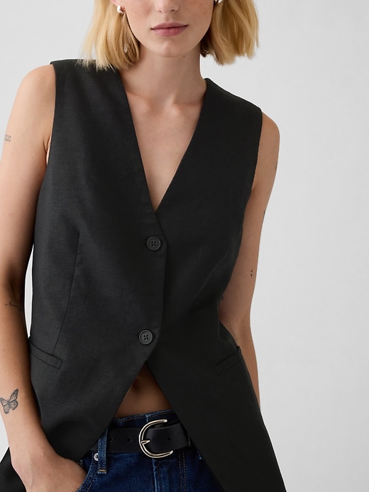 Image number 7 showing, Linen-Cotton Longline Vest