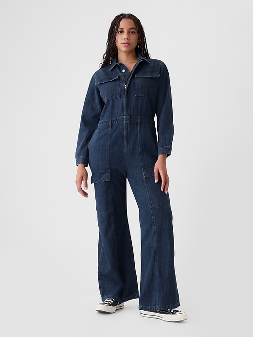 Image number 10 showing, Denim Cargo Jumpsuit