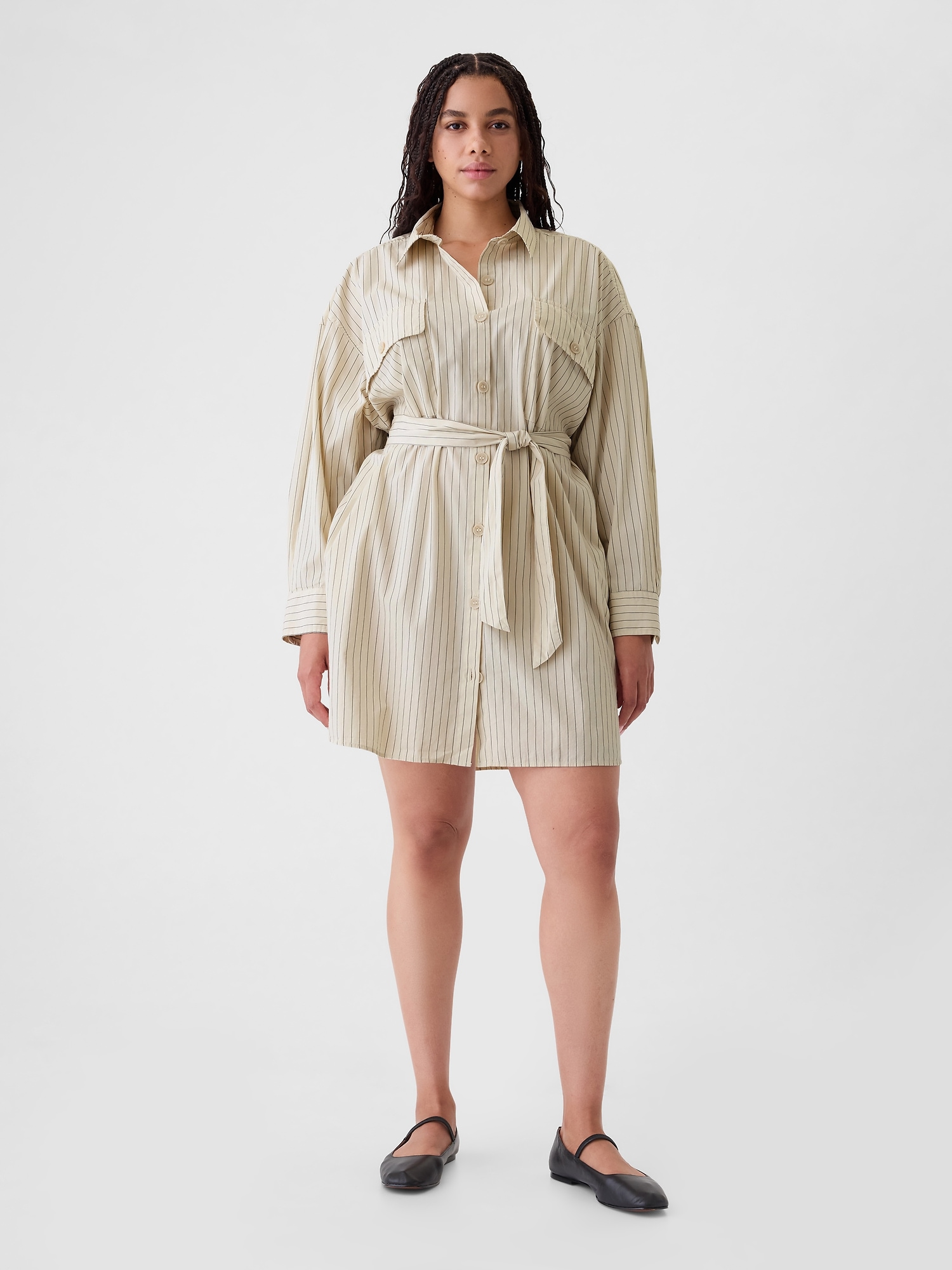 Organic Cotton Striped Mini Shirtdress